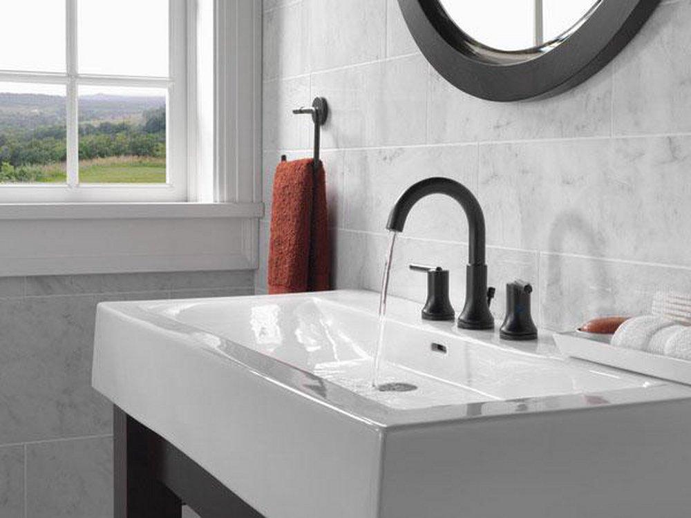 Delta Faucet Matte Black Widespread Lavatory Faucet with Double Lever Handle 