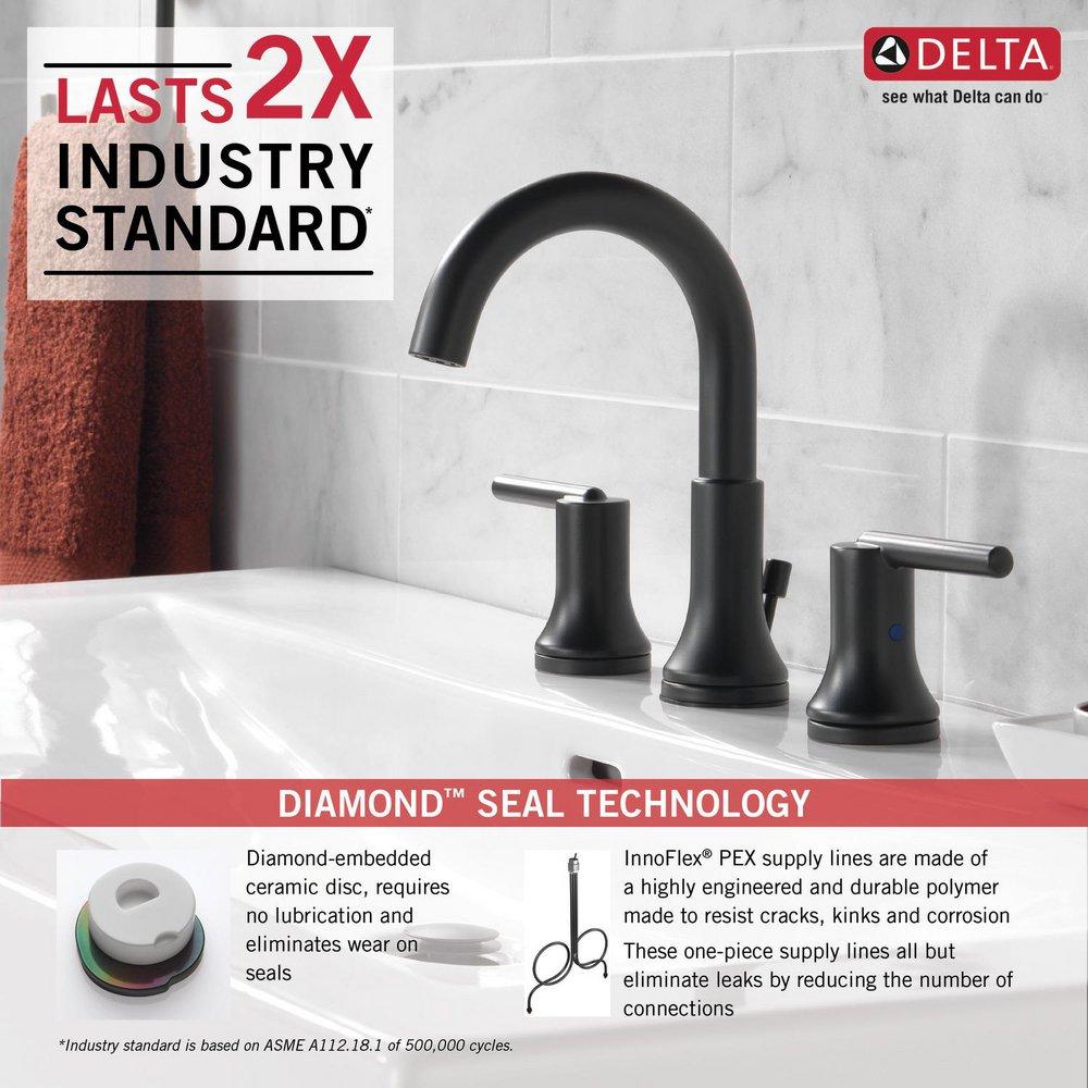 Delta Faucet Matte Black Widespread Lavatory Faucet with Double Lever Handle 
