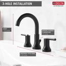 Delta Faucet Matte Black Two Handle Widespread Bathroom Sink Faucet with Metal Drain Assembly 