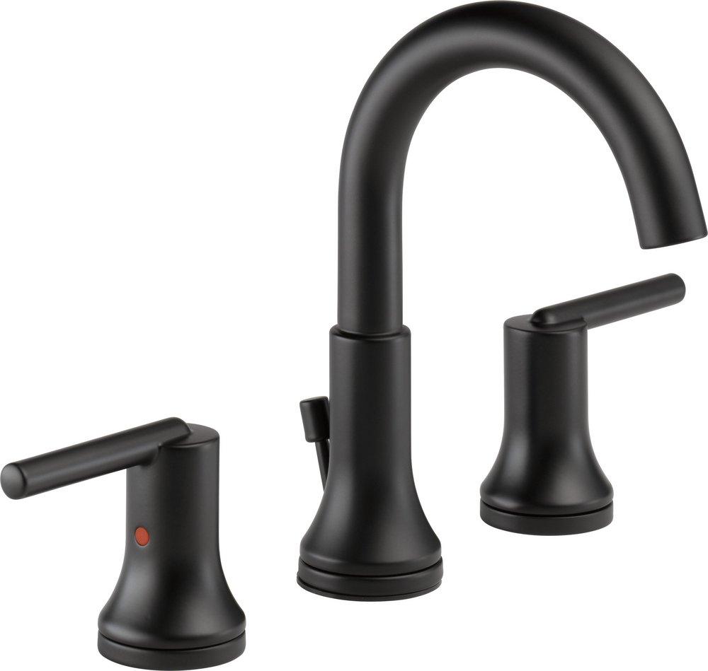Delta Faucet Matte Black Two Handle Widespread Bathroom Sink Faucet with Metal Drain Assembly 
