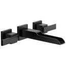 Two Handle Wall Mount Widespread Bathroom Sink Faucet in Matte Black