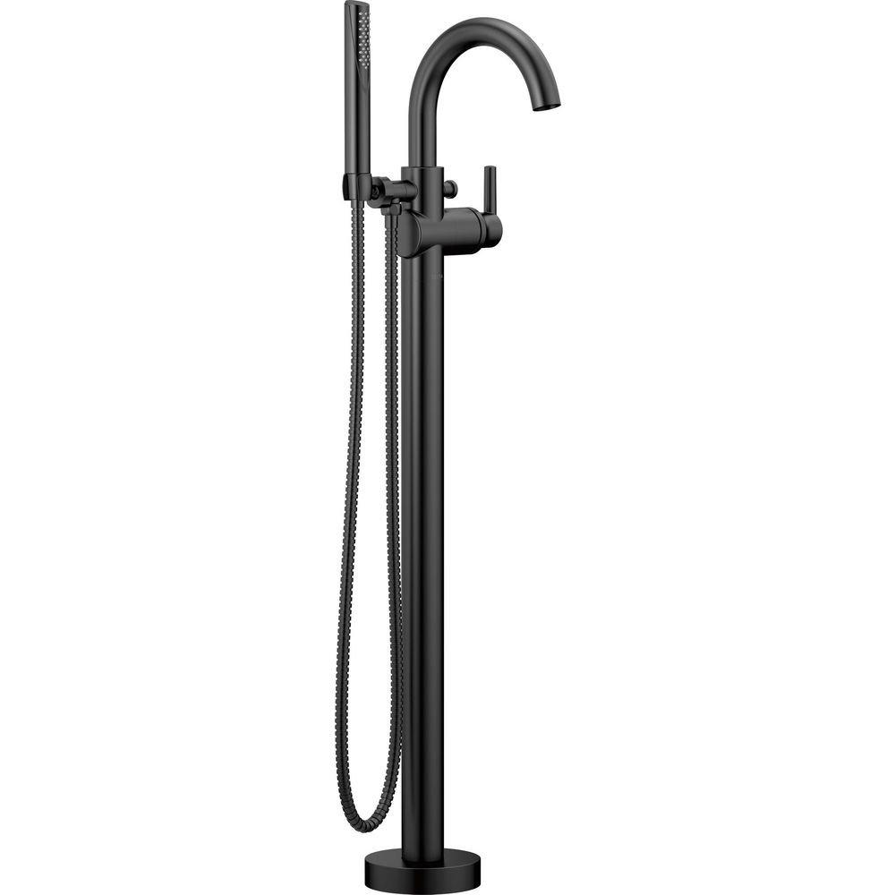 Delta Faucet Matte Black Single Handle Floor Mount Filler with Handshower (Trim Only) 
