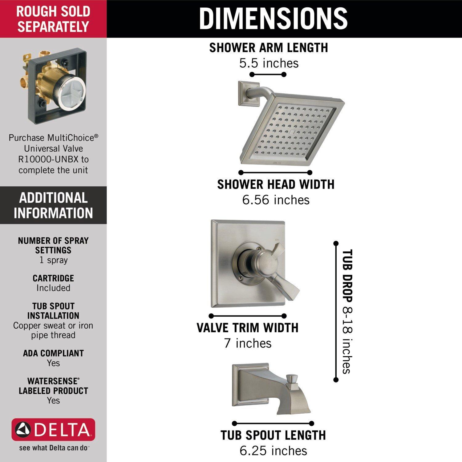 Delta Faucet Brilliance Stainless Two Handle Single Function Bathtub & Shower Faucet (Trim Only) 
