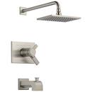 Wall Mount Thermostatic Tub and Shower Trim with Single Lever Handle in Stainless