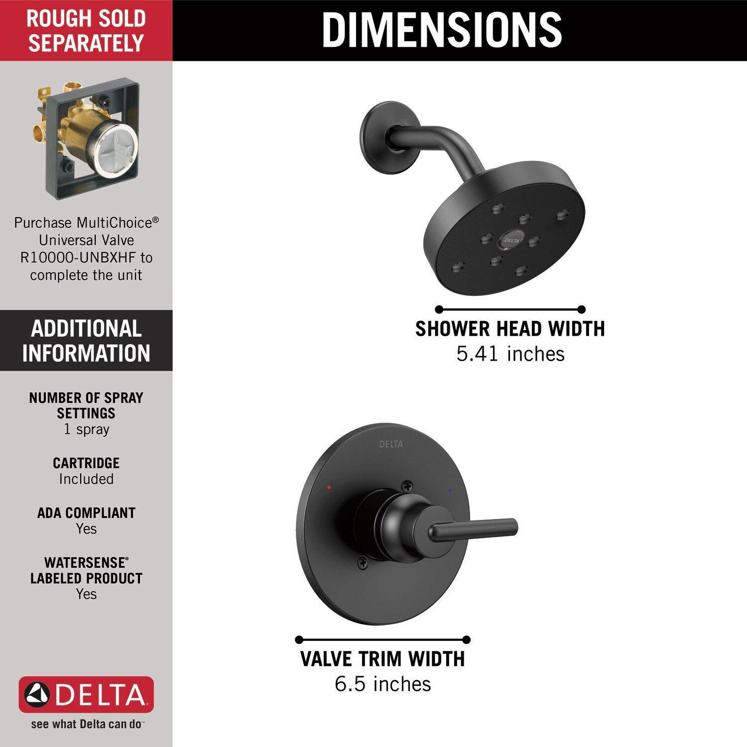Delta Faucet Matte Black Single Handle Single Function Shower Faucet (Trim Only) 