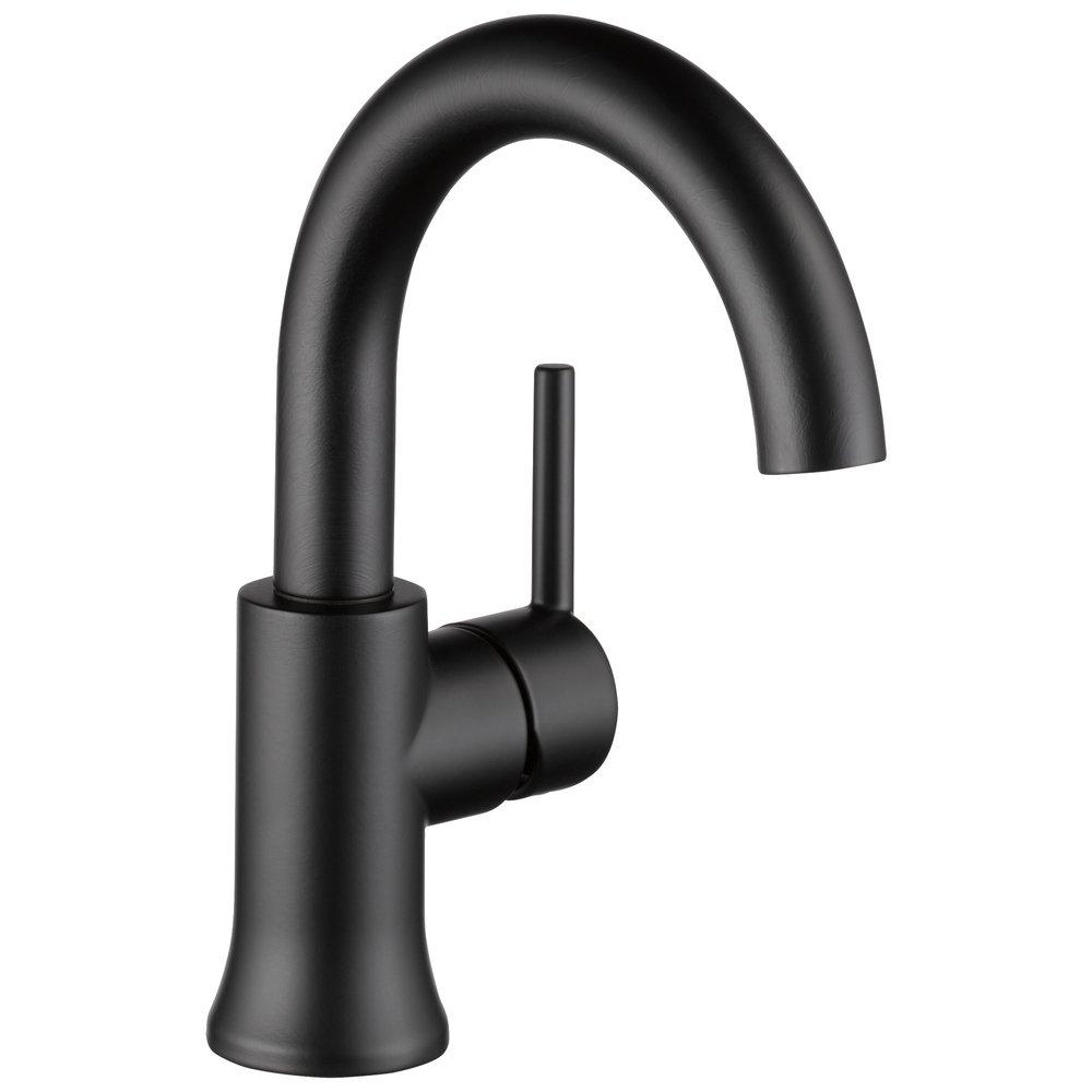 Delta Faucet Matte Black Single Handle Monoblock Bathroom Sink Faucet with Metal Pop-Up Drain Assembly 