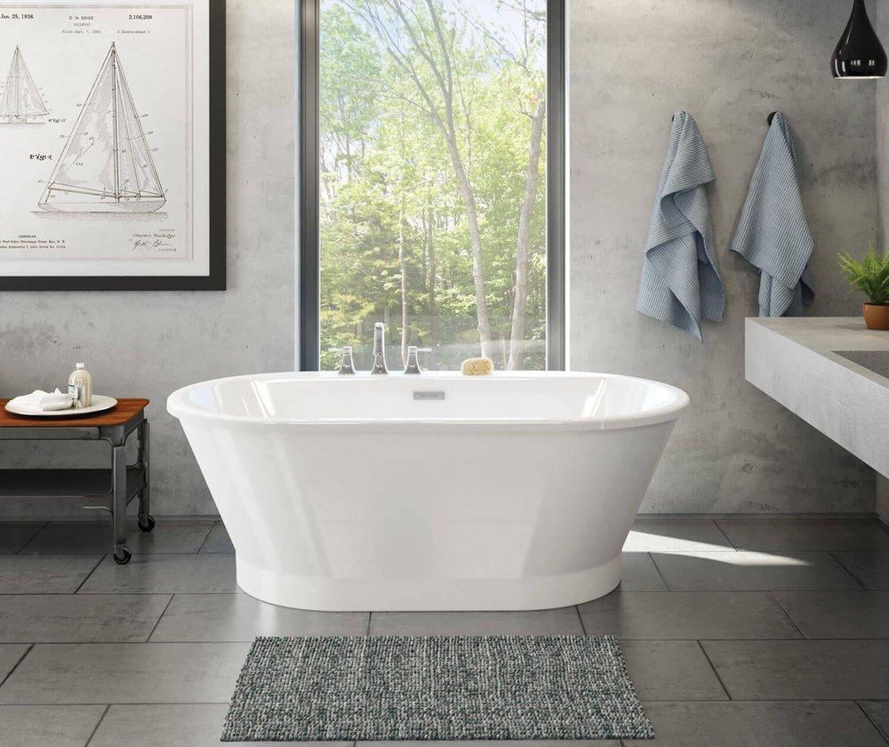 Maax US White 65-1/2 x 35-1/2 in. Freestanding Bathtub with Center Drain 