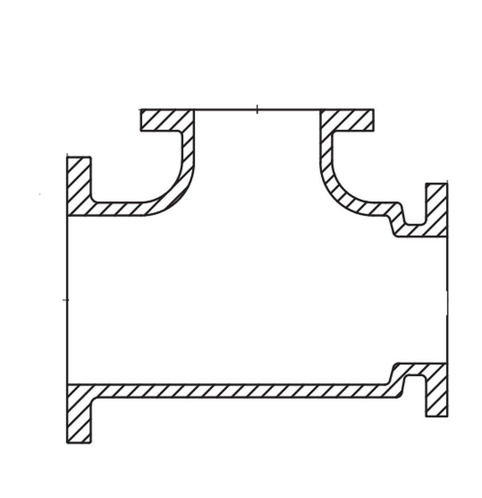 Flanged 125# Reducing Ductile Iron Tee with Protecto P-401 Lined 