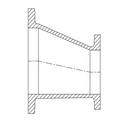 8 x 6 in. Flanged 125# Eccentric Prime Coated and Bituminous Tar Ductile Iron Reducer with Protecto P-401 Lined