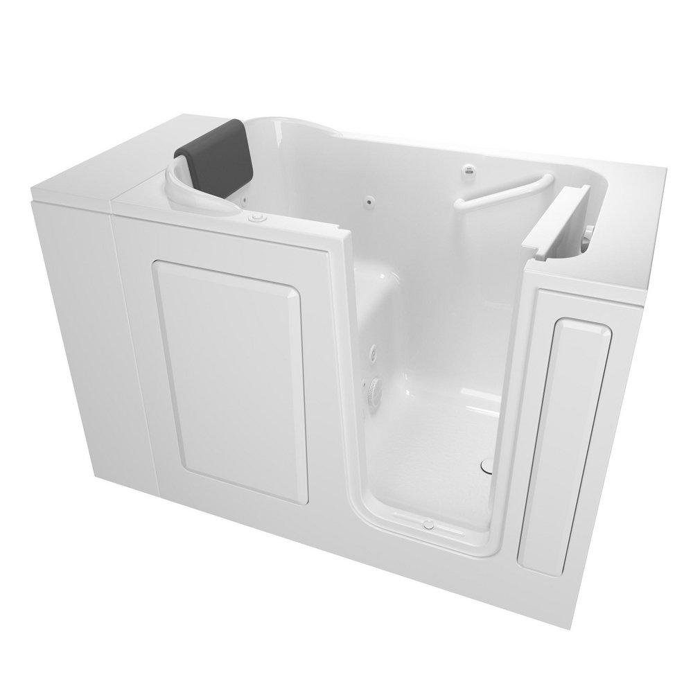 American Standard White 48 x 28-1/2 in. 13-Jet Acrylic, Fiberglass and Gelcoat Rectangle Built-In 3-Wall Alcove Bathtub with Right Drain 