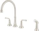 Two Handle Kitchen Faucet with Side Spray in PVD Polished Nickel