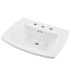 25 in. Rectangular Fireclay Pedestal Bathroom Sink in White