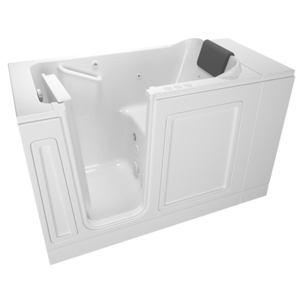American Standard White 48 x 28 in. 39-Jet Acrylic, Fiberglass and Gelcoat Rectangle Built-In 3-Wall Alcove Bathtub with Left Drain 