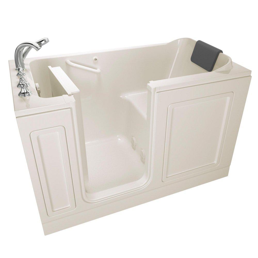 American Standard White 59-3/4 x 32 in. Acrylic Rectangle Walk-In and Built-In Bathtub with Left Drain 