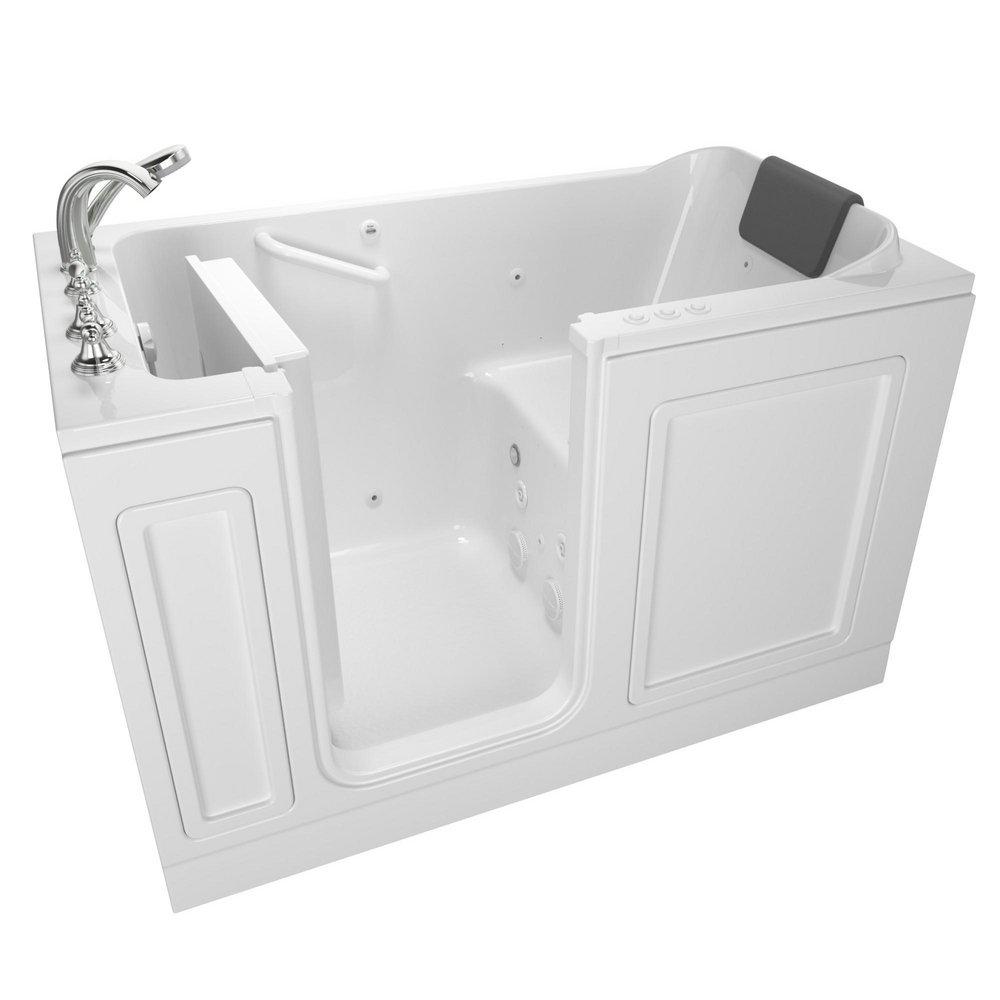American Standard White 59-3/4 x 32 in. 39-Jet Acrylic Rectangle Built-In and 3-Wall Alcove Bathtub with Left Drain 