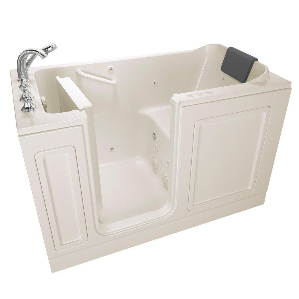 American Standard Linen 59-3/4 x 32 in. 39-Jet Acrylic Rectangle Built-In and 3-Wall Alcove Bathtub with Left Drain 