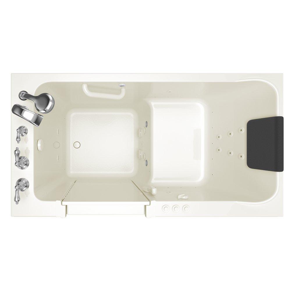 American Standard Linen 59-3/4 x 32 in. 39-Jet Acrylic Rectangle Built-In and 3-Wall Alcove Bathtub with Left Drain 