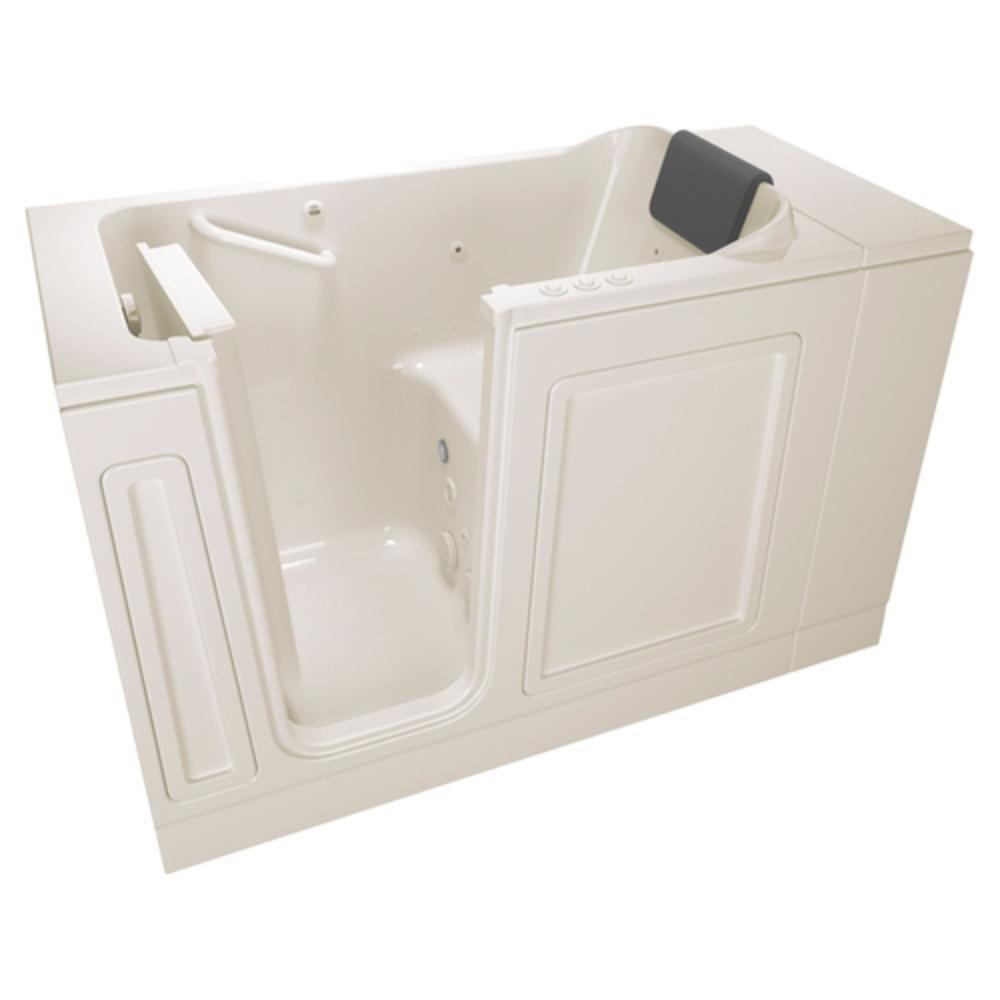 American Standard Linen 48 x 28 in. 39-Jet Acrylic, Fiberglass and Gelcoat Rectangle Built-In 3-Wall Alcove Bathtub with Left Drain 