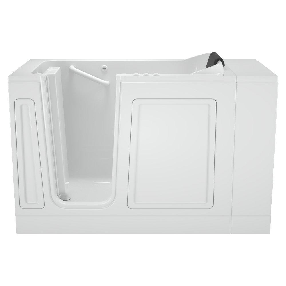 American Standard Linen 48 x 28 in. 39-Jet Acrylic, Fiberglass and Gelcoat Rectangle Built-In 3-Wall Alcove Bathtub with Left Drain 