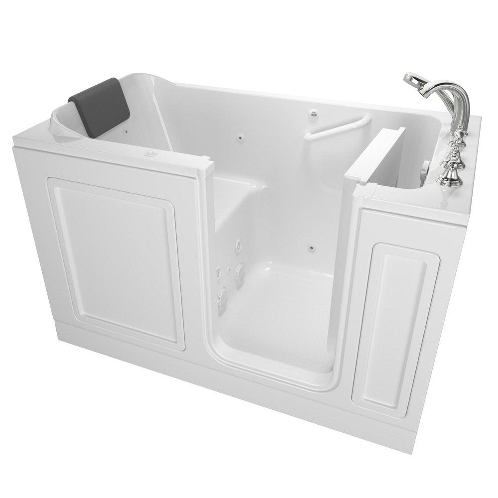 American Standard White 59-3/4 x 32 in. 13-Jet Acrylic Rectangle Built-In and 3-Wall Alcove Bathtub with Right Drain 
