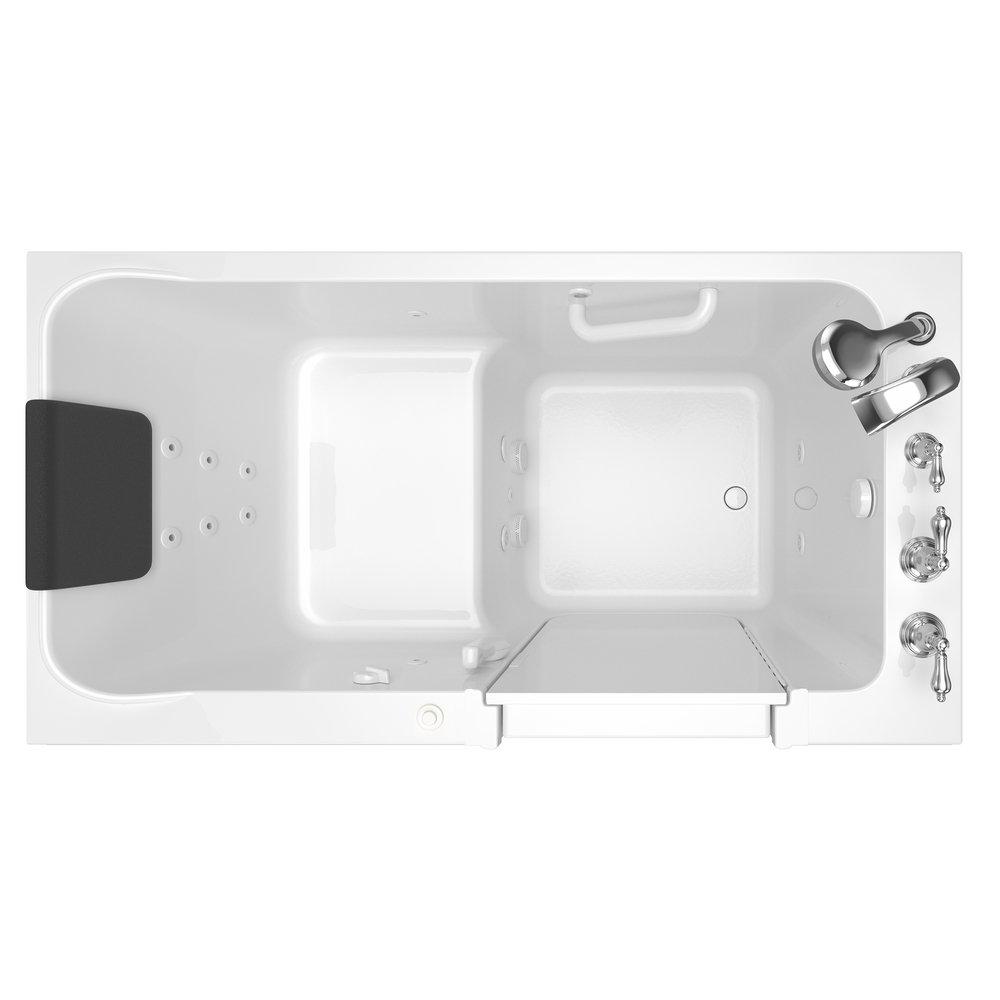 American Standard White 59-3/4 x 32 in. 13-Jet Acrylic Rectangle Built-In and 3-Wall Alcove Bathtub with Right Drain 