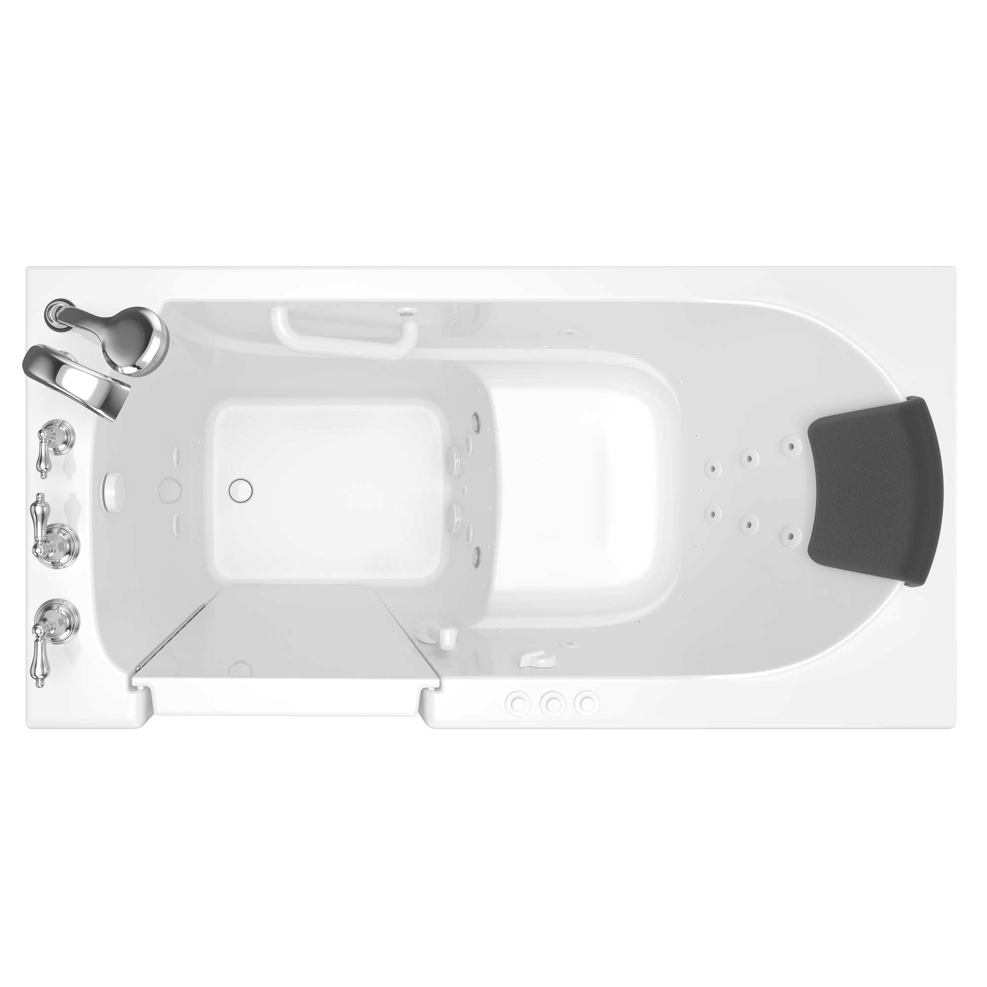 American Standard White 59-1/2 x 29-3/4 in. 39-Jet Gelcoat and Fiberglass Rectangle Built-In 3-Wall Alcove Bathtub with Left Drain 