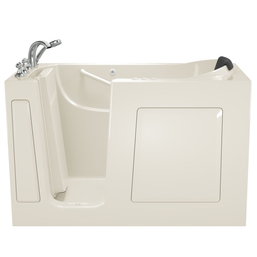 American Standard White 59-1/2 x 29-3/4 in. 39-Jet Gelcoat and Fiberglass Rectangle Built-In 3-Wall Alcove Bathtub with Left Drain 