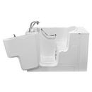 52 x 30 in. 27-Jet Gelcoat and Fiberglass Rectangle Built-In 3-Wall Alcove Bathtub with Left Drain in White with Polished Chrome