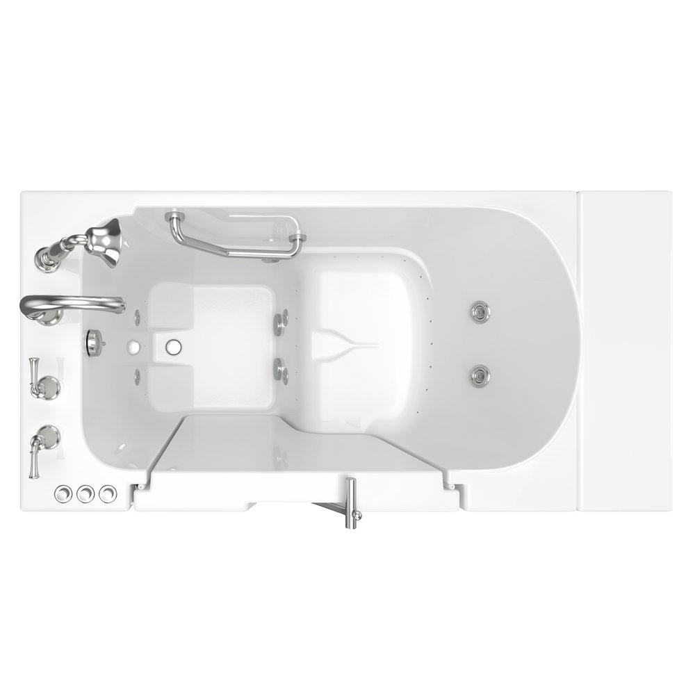 American Standard White 52 x 30 in. 27-Jet Gelcoat and Fiberglass Rectangle Built-In 3-Wall Alcove Bathtub with Left Drain 