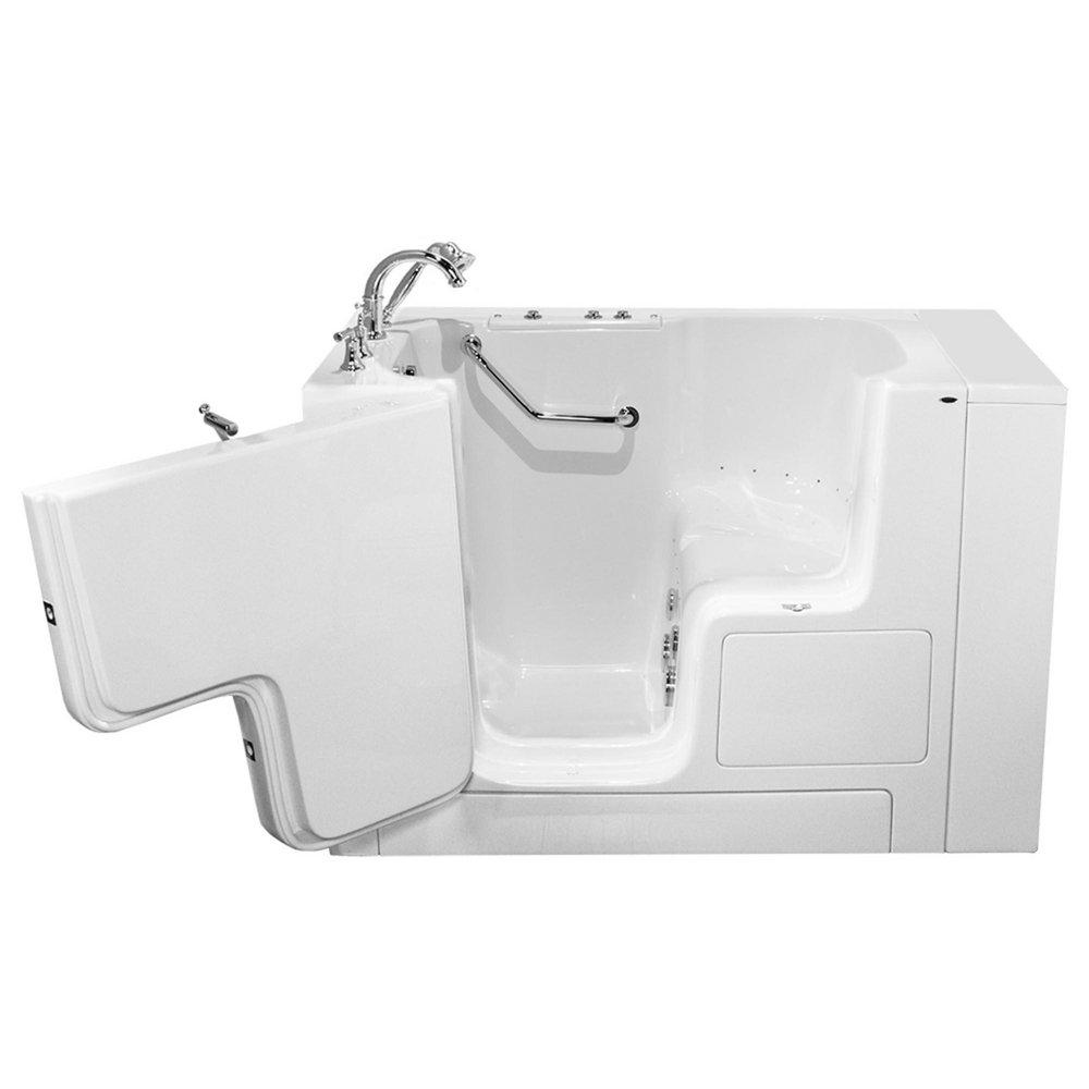 American Standard White 52 x 32 in. 27-Jet Gelcoat Rectangle Built-In Bathtub with Left Drain 
