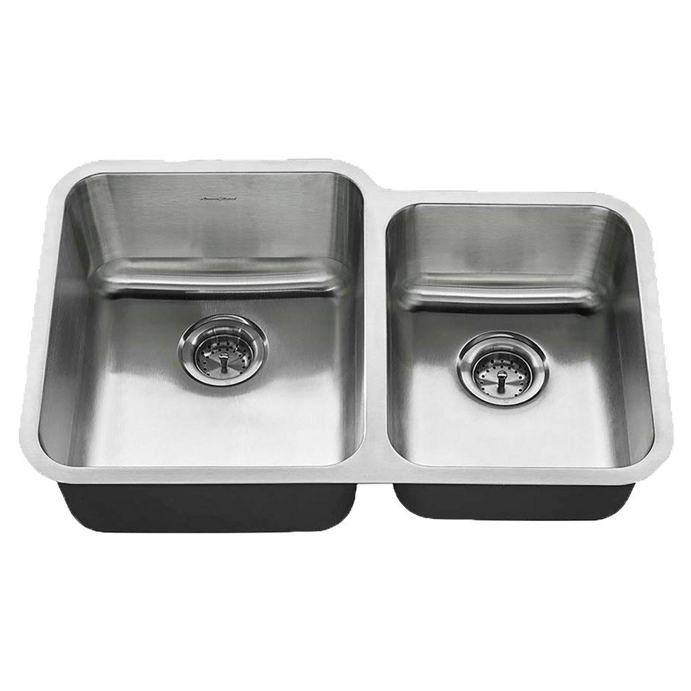 American Standard Stainless Steel 31 x 20 in. No Hole Double Bowl Undermount Kitchen Sink 