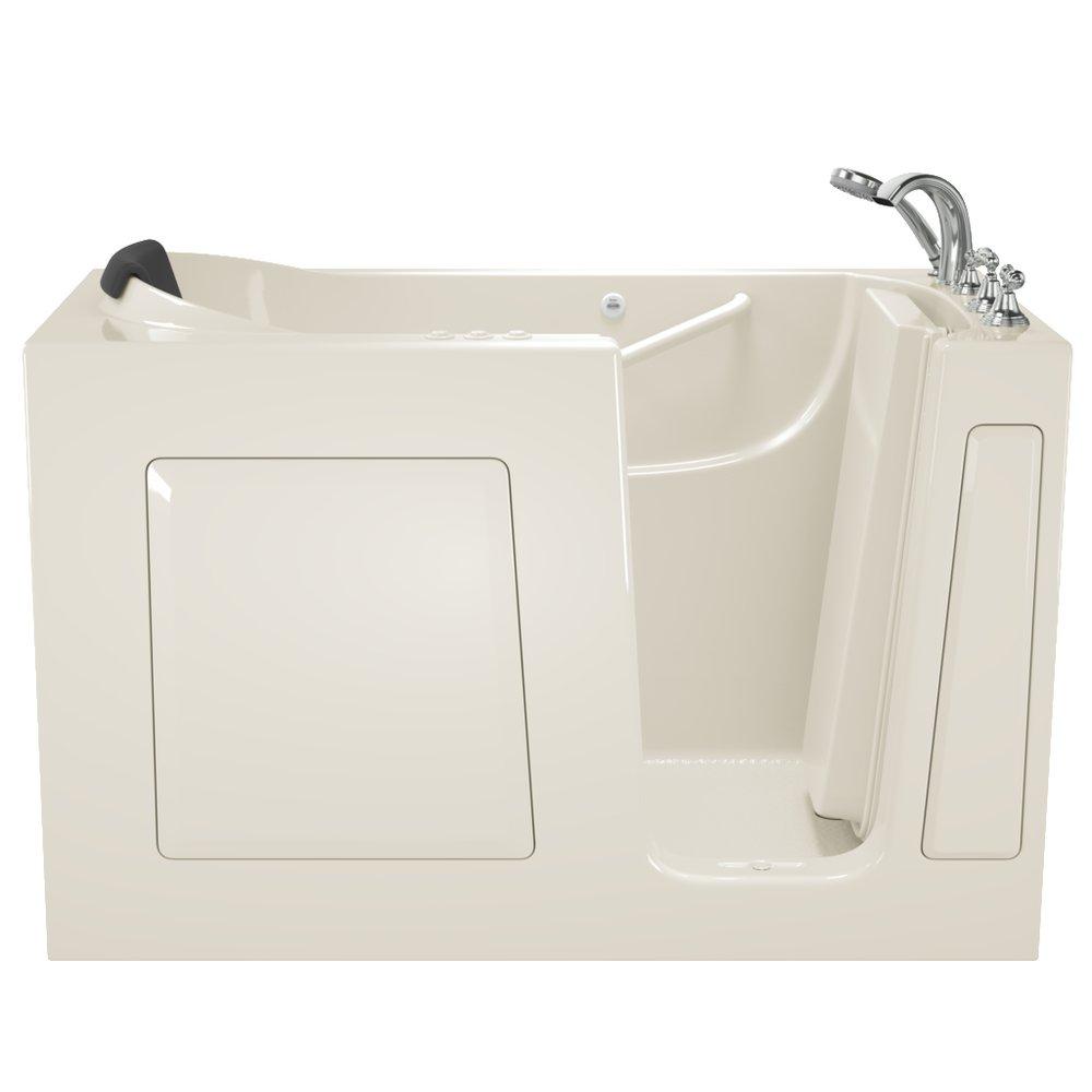American Standard White 59-1/2 x 29-3/4 in. 39-Jet Gelcoat and Fiberglass Rectangle Built-In 3-Wall Alcove Bathtub with Right Drain 