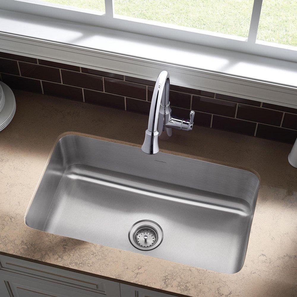 American Standard Stainless Steel 30 x 18 in. No Hole Single Bowl Undermount Kitchen Sink 