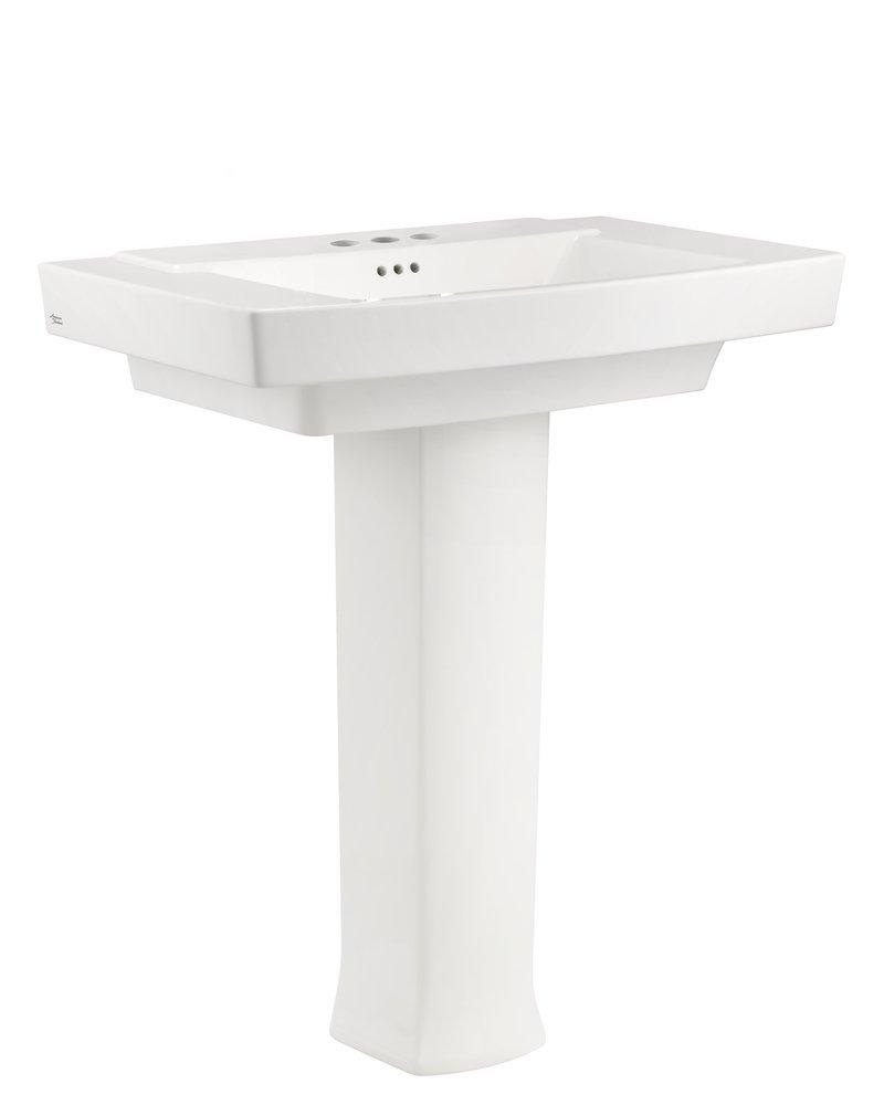 American Standard White 35-1/4 in. 3-Hole Pedestal Bathroom Sink with 4 in. Faucet Center Size 