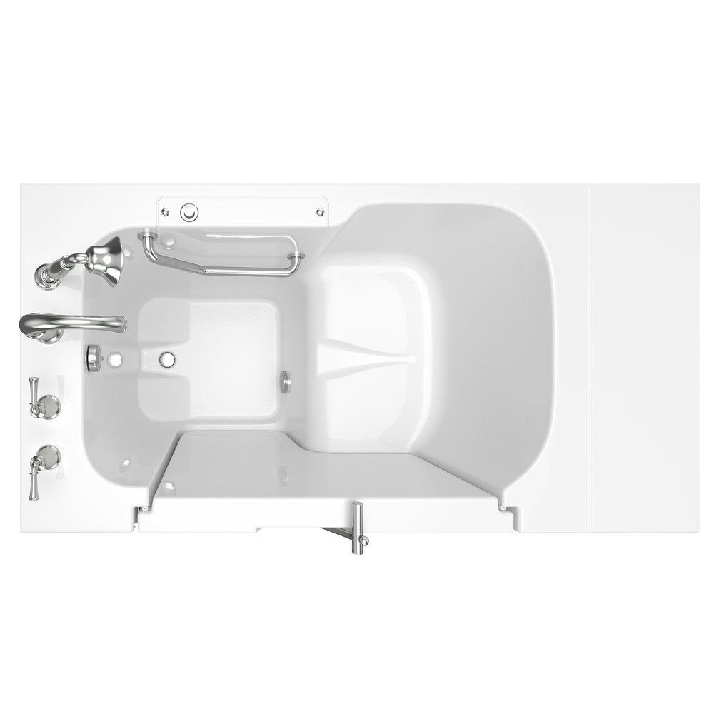 American Standard White/Polished Chrome 52 x 32 in. Gelcoat Rectangle Walk-In and Built-In Bathtub with Left Drain 