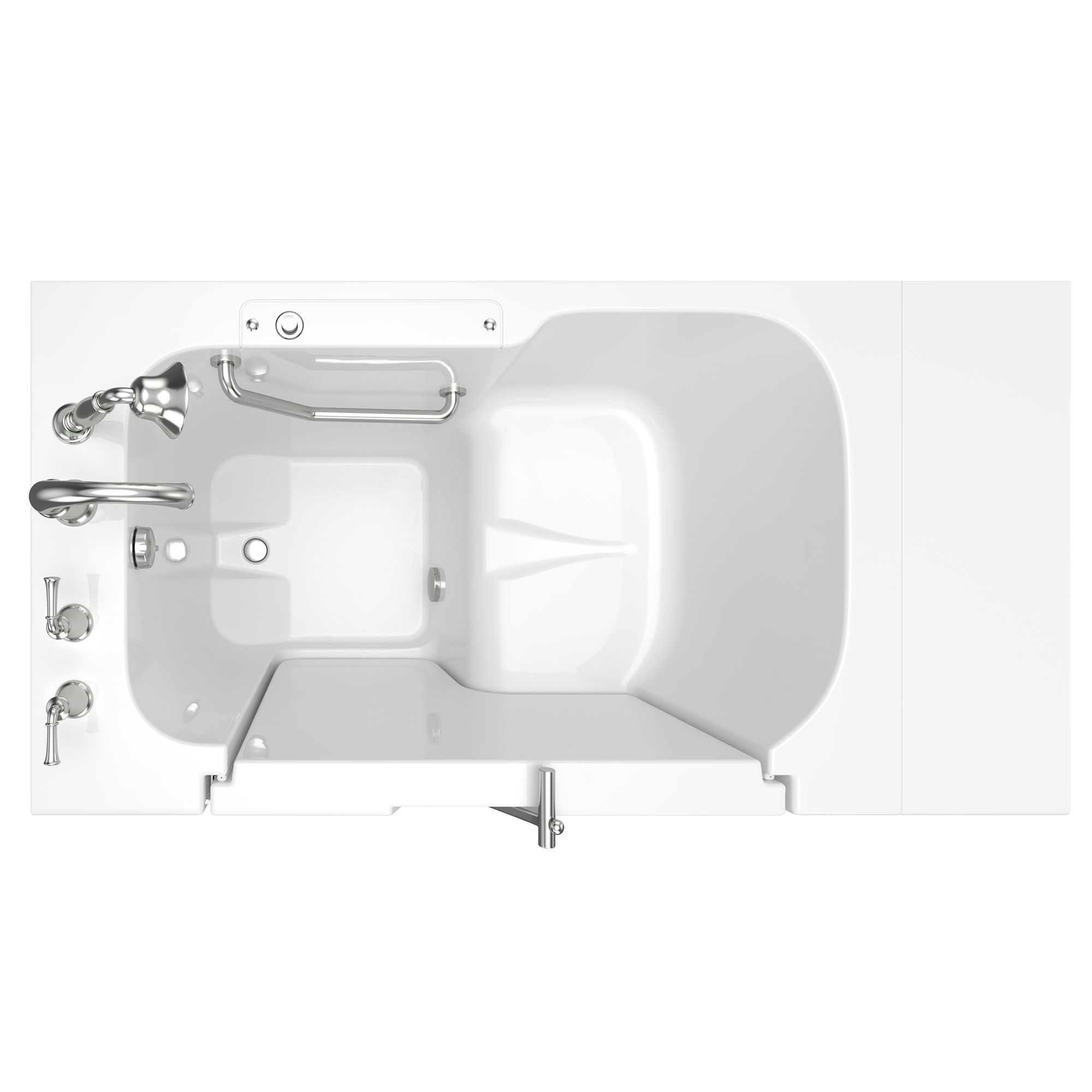 American Standard White 52 x 32 in. Gelcoat Rectangle Walk-In and Built-In Bathtub with Left Drain 