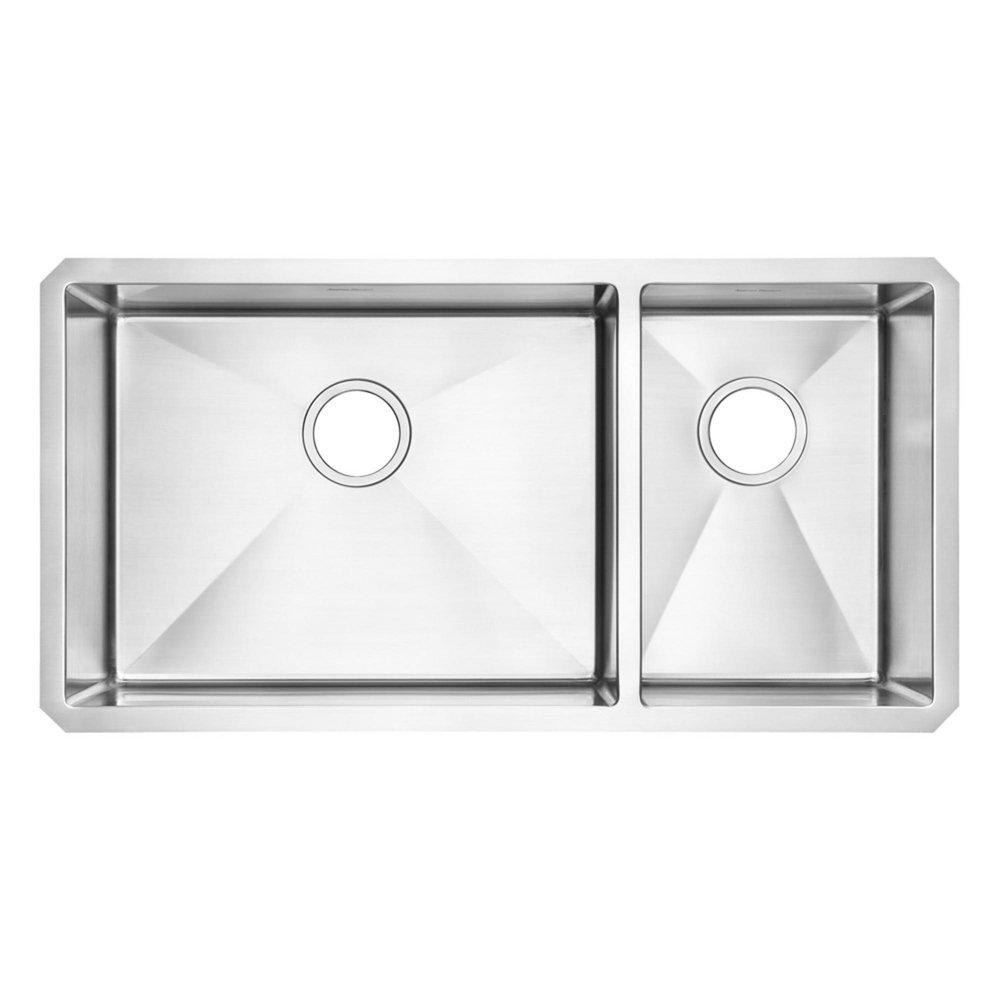 American Standard Stainless Steel 35 x 18 in. No Hole Double Bowl Undermount Kitchen Sink 