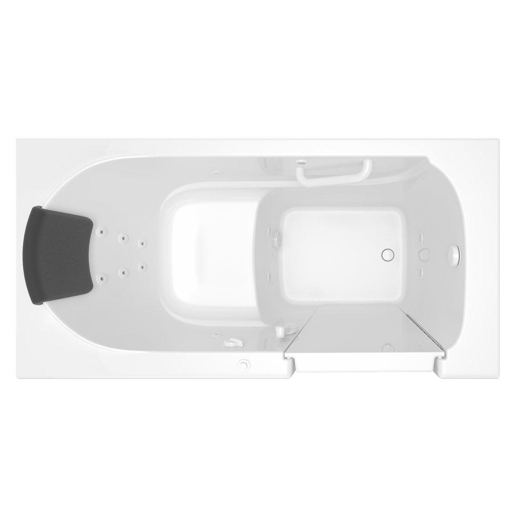 American Standard White 59-1/2 x 29-3/4 in. 13-Jet Gelcoat and Fiberglass Rectangle Built-In 3-Wall Alcove Bathtub with Right Drain 