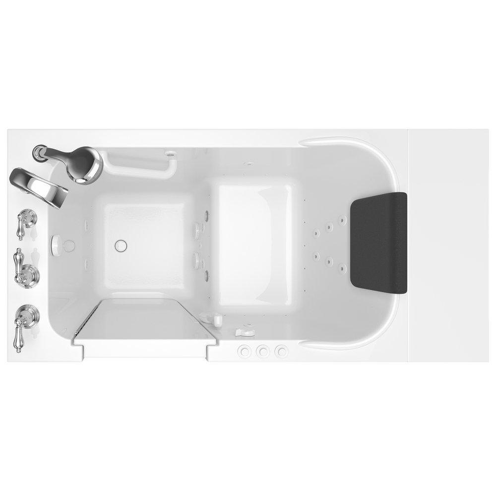 American Standard White 48 x 28-1/2 in. 39-Jet Acrylic, Fiberglass and Gelcoat Rectangle Built-In 3-Wall Alcove Bathtub with Left Drain 