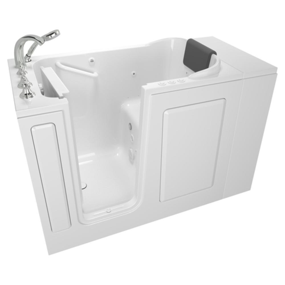 American Standard White 48 x 28-1/2 in. 39-Jet Acrylic, Fiberglass and Gelcoat Rectangle Built-In 3-Wall Alcove Bathtub with Left Drain 