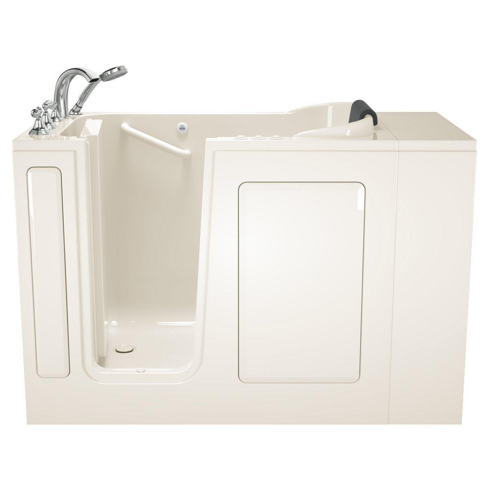 American Standard White 48 x 28-1/2 in. 39-Jet Acrylic, Fiberglass and Gelcoat Rectangle Built-In 3-Wall Alcove Bathtub with Left Drain 