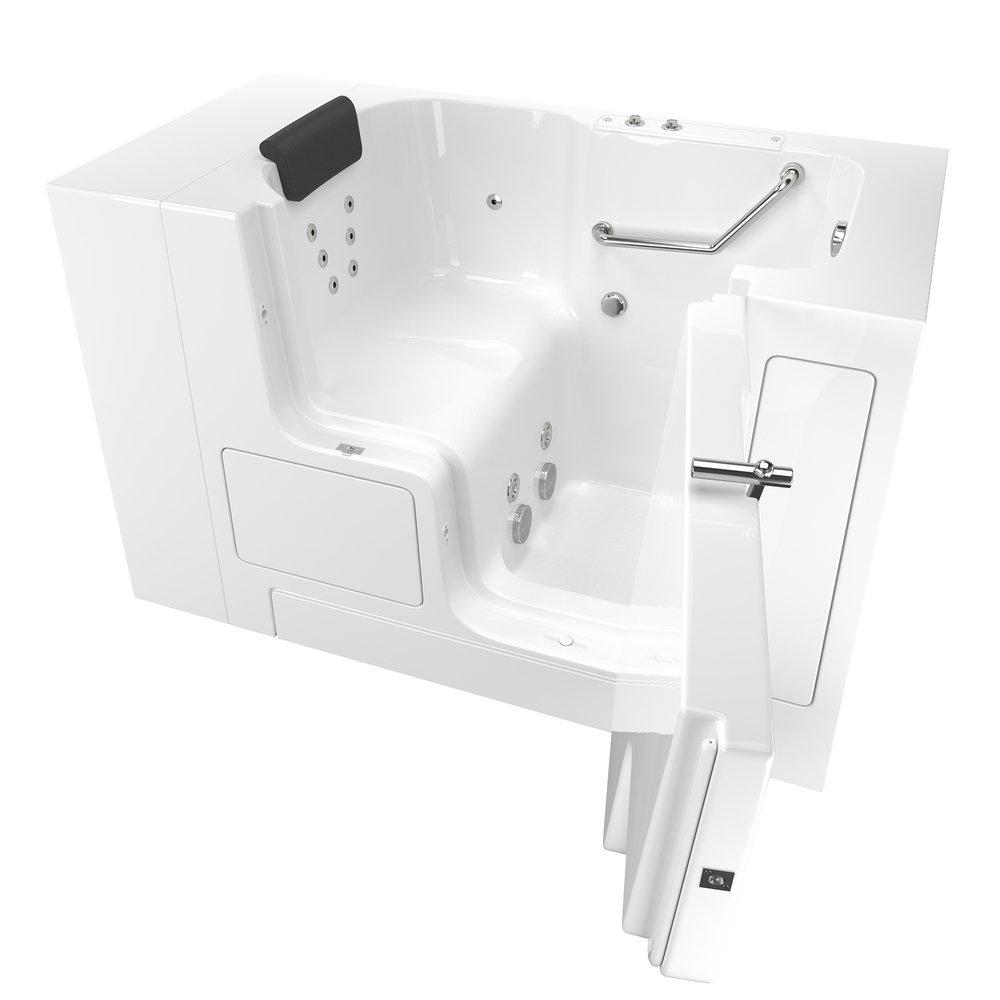 American Standard White 52 x 32 in. 12-Jet Gelcoat Rectangle Built-In Bathtub with Right Drain 