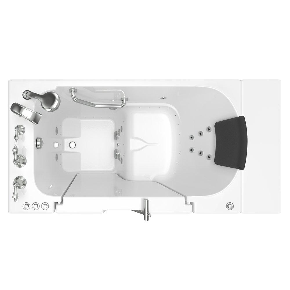 American Standard White 52 x 30 in. 38-Jet Gelcoat and Fiberglass Rectangle Built-In 3-Wall Alcove Bathtub with Left Drain 
