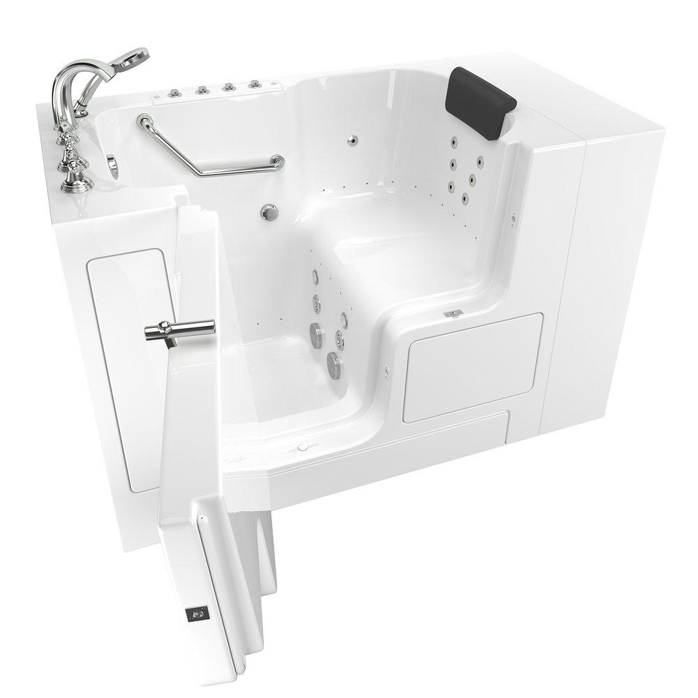 American Standard White 52 x 32 in. 38-Jet Gelcoat Rectangle Built-In Bathtub with Left Drain 