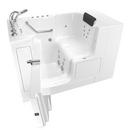 52 x 32 in. 38-Jet Gelcoat Rectangle Built-In Bathtub with Left Drain in White with Polished Chrome