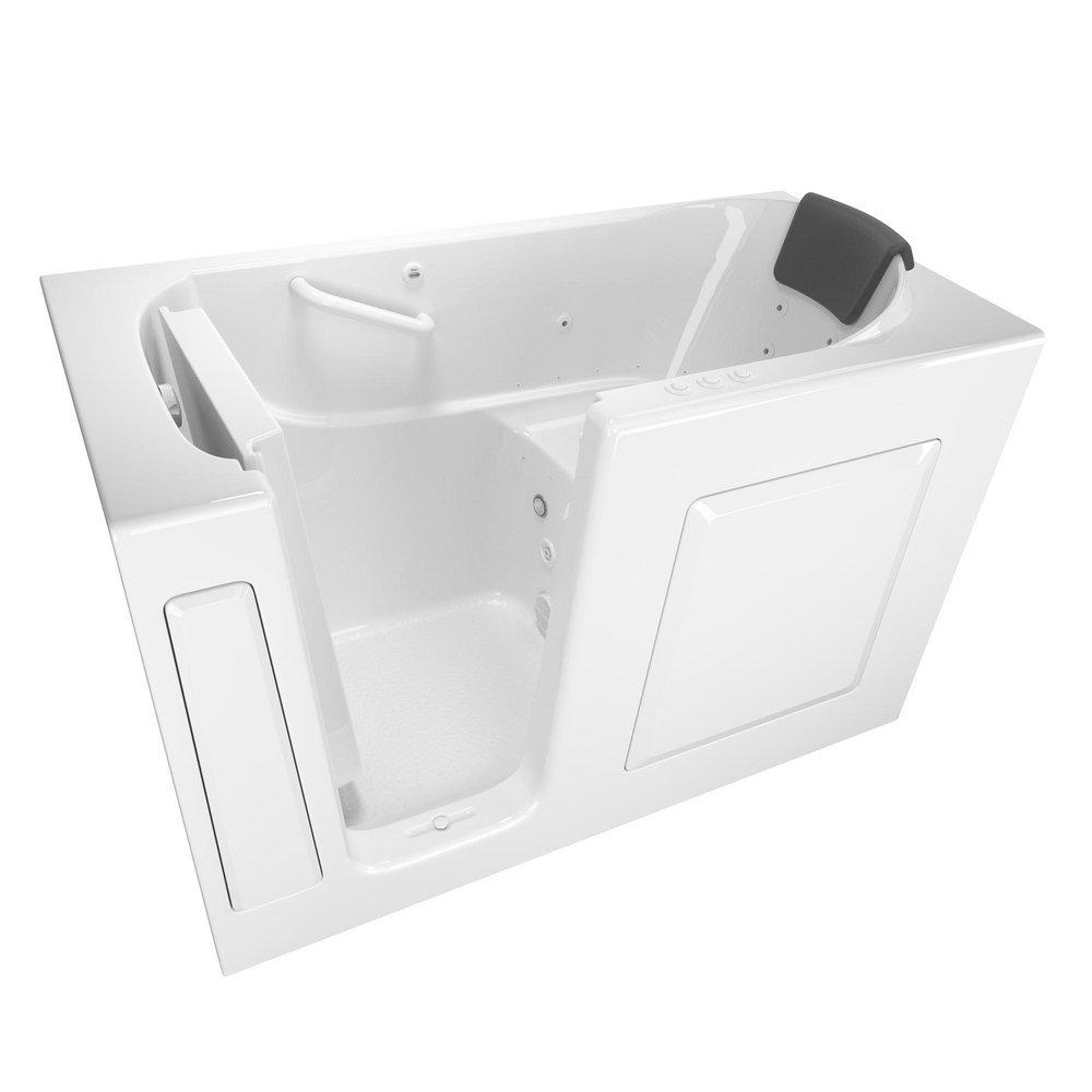 American Standard White 59-1/2 x 29-3/4 in. 39-Jet Gelcoat and Fiberglass Rectangle Built-In 3-Wall Alcove Bathtub with Left Drain 