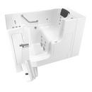 52 x 30 in. 38-Jet Gelcoat and Fiberglass Rectangle Built-In 3-Wall Alcove Bathtub with Left Drain in White with Polished Chrome