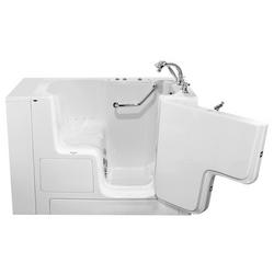 52 x 32 in. 27-Jet Gelcoat Rectangle Built-In Bathtub with Right Drain in White with Polished Chrome