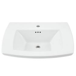 25 in. Rectangular Fireclay Pedestal Bathroom Sink in White