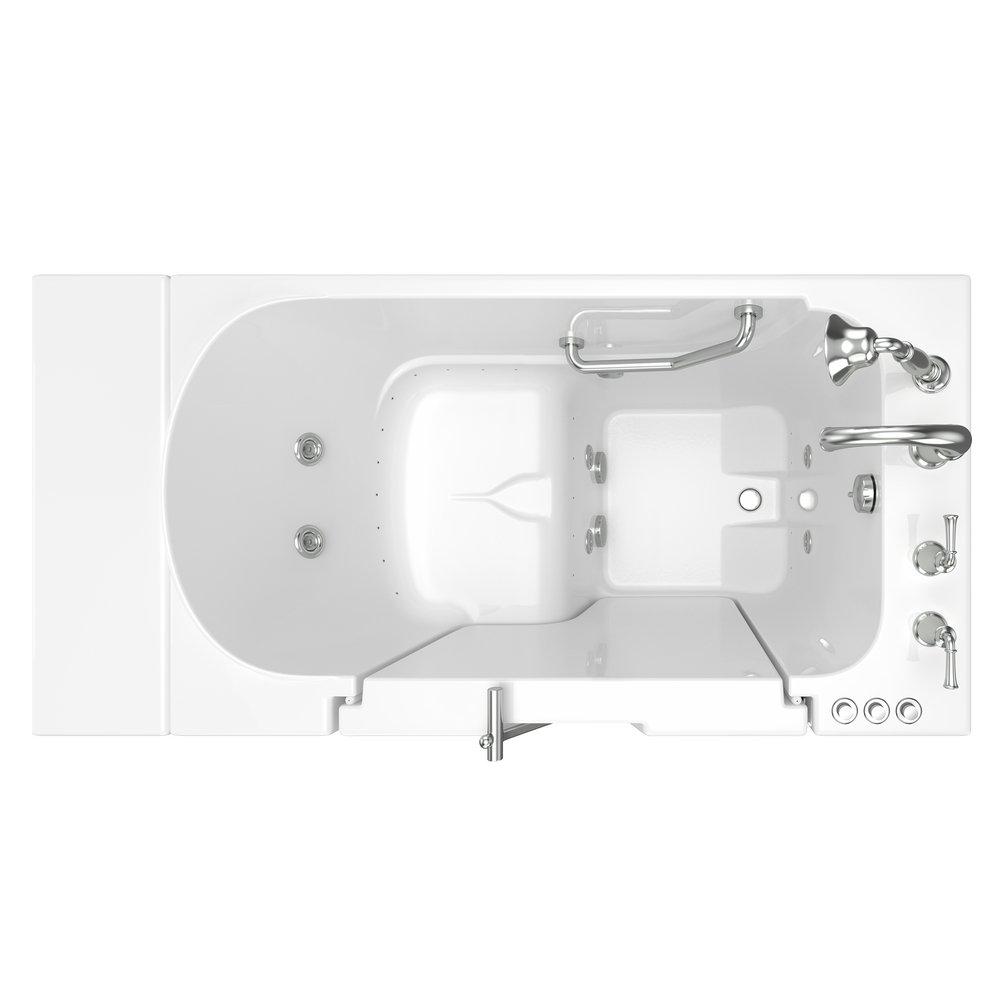 American Standard White 52 x 30 in. 27-Jet Gelcoat and Fiberglass Rectangle Built-In 3-Wall Alcove Bathtub with Right Drain 